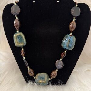 Necklace 🎁 Blue and Brown Beaded 🎁
